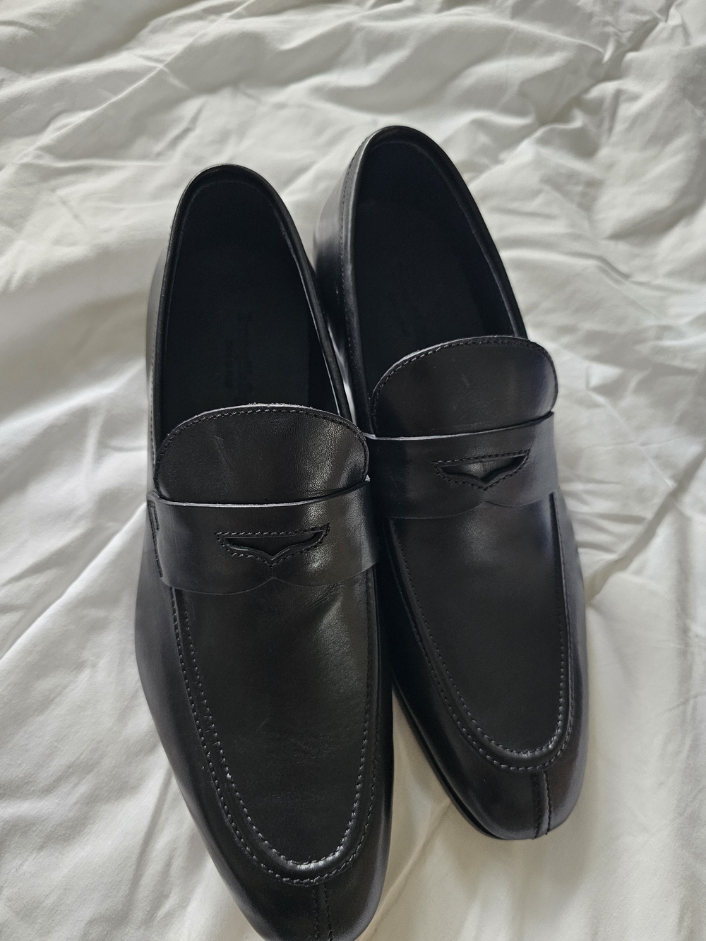 Ermenegildo Zegna Black Leather Penny Loafers